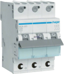 Hager MCS325 &mdash; Miniature Circuit Breaker 3P, 25 A C, 6 kA Quick Connect