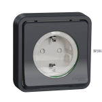 Schneider Electric MUR36132 &mdash; pistikupesa Mureva Styl, 2P + E, 16 A, 250 V, hall, Outlet, koos Shutters, Side Earth, Flush