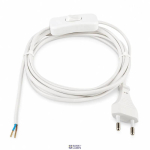 THORGEON 19033 &mdash; Flat Cord 3m 2&times;0.75mm&sup2; 2.5A 250V~ IP20 Switch EU Plug White