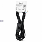 THORGEON 19034 &mdash; Flat kaabel 3m, 2* 0,75 mm&sup2; 2.5A 250V~ IP20 koos on/off switch ja EU plug, must