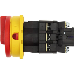 EATON 081438 &mdash; P1-32/EA/SVB Main switch, P1, 32 A, flush mounting, 3 pole, Emergency switching off function, koos red rotary handle ja yellow locking ring, Lockable in the 0 (Of