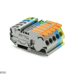WAGO 2116-1201/605-038 &mdash; Three faas komplekt koos 2-Conductor, Rail-Mount Terminal Blocks, 16 mm&sup2;, koos A Lever ja Operating Slots, koos Orange End Plate, 2116-1201-605-038