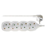Extension bar 4 ligzdu 3.0m ar earthing (balts) 1.5mm&sup2;, P0423R, EMOS