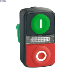 Schneider Electric ZB5AW7L3741 &mdash; Head jaoks Illuminated Double-Headed Push-Button Harmony XB5, 22mm, Red, IP66, CAD Overall Depth: 35mm, Integral LED, roheline, CAD Overall Height: 50mm