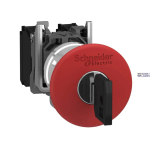 Schneider Electric XB4BS9442 &mdash; Emergency Stop Push-Button Harmony XB4, 1NC, 22.5mm, Red, IP66, Depth: 104mm