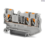 Phoenix Contact 3209549 &mdash; Feed-Through Terminal Block PT 2.5-TWIN, 24A, Push-In &uuml;hendus, hall, Ns 35/7,5, Ns 35/15