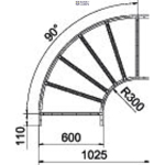 OBO Bettermann 6225050 &mdash; LB 90 660 R3 FS 90&deg; bend jaoks kaabel redel 60x600
