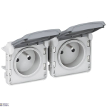 Legrand 069562 &mdash; padrun Outlet Plexo IP55 2-Gang Horizontal, Grey, 2P+T