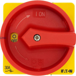 EATON 014374 &mdash; T3-1-102/EA/SVB Main switch, T3, 32 A, flush mounting, 1 contact unit(s), 2 pole, Emergency switching off function, koos red rotary handle ja yellow locking ring, L