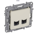 Legrand 764674 &mdash; Double padrun Outlet NILOE IP20, RJ45, CAT6, W 75.8mm, H 75.8mm, D 42.8mm, Ivory