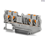 Phoenix Contact 3209578 &mdash; Feed-Through Terminal Block PT 2.5-QUATTRO, 24A, Push-In &uuml;hendus, hall, Ns 35/7,5, Ns 35/15