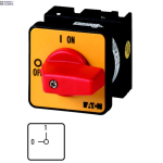 EATON 011082 &mdash; T0-2-1/E-RT On-Off switch, T0, 20 A, flush mounting, 2 contact unit(s), 3 pole, Emergency switching off function, koos red thumb grip ja yellow front plate