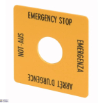 EATON 216484 &mdash; M22-XYK1 Label, emergency switching off, yellow, HxW=50x50mm, 4 languages, DE, EN, FR, IT