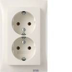 Berker 47748989 &mdash; Double SCHUKO pistikupesa koos Coverplate High, S.1 Pw glossy