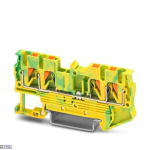 Phoenix Contact 3209594 &mdash; Protective Conductor Terminal Block PT 2.5-QUATTRO-PE, Push-In &uuml;hendus, roheline-Yellow, Ns 35/7,5, Ns 35/15, 4-&uuml;hendus