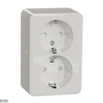 Schneider Electric WDE015596 &mdash; pistikupesa Surface-Mounted double, White, Exx Surf double Earth Screwless