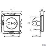 Jung A1520AL &mdash; SCHUKO padrun A, Duroplastic Lacquered, Aluminium, Screwless Terminals jaoks Rigid ja Flexible Wires, 55 mm