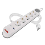 Extension bar 3 m / 5 kontaktligzdas / slēdzis / balts-pelēks / 1&times;USB-A + 1&times;USB-C / 1,5 mm2, P1523FC, EMOS