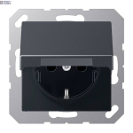 Jung A1520BFKLANM &mdash; SCHUKO padrun A, 16 A, 250 V, Hinged Lid, Thermoplastic Lacquered, Matt Anthracite, Screwless Terminals jaoks Rigid ja Flexible Wires