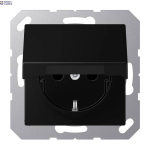 Jung A1520BFKIKLSWM &mdash; SCHUKO padrun A, 16 A, 250 V, Safety Plus, Hinged Lid, Thermoplastic Lacquered, Matt Graphite Black, Screwless Terminals jaoks Rigid ja Flexible Wires