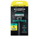 Wilkinson Sword Quattro 4 Skin Protection - Holic&iacute; strojek + 9 hlavic