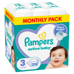Pampers Active Baby, Suurus 3, 208 M&auml;het, 6&ndash;10 kg