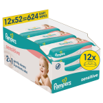 Pampers Wipes Sensitive Plastic Free, 12 packs, 624 wipes