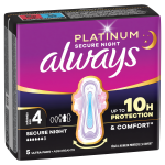 Always Platinum Pads Night Wing 5CT Size 4