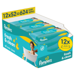 Pampers Wipes Fresh Clean Plastic Free 12 packs, 624 wipes