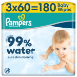 Pampers Wipes Aqua 3x60ct, 180 wipes