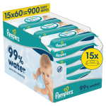 Pampers Wipes Aqua 15x60ct, 900 wipes