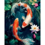 Maalimine numbrite j&auml;rgi 40 &times; 50 cm &ndash; Koi Carp Among Lotuses (MG2504e)