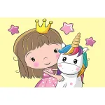 Maalimine numbrite j&auml;rgi 20 &times; 30 cm &ndash; Princess with a Small Unicorn (MC1103e)