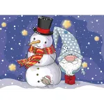 5D teemantmaal 30 &times; 40 cm &ndash; Snowman with Dwarf (LE100e)