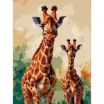 5D teemantmaal 30 &times; 40 cm &ndash; Watercolor Giraffes (LE169e)