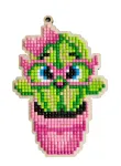 5D teemantmaali ripats puidust alusel &ndash; Cactus with Pink Glasses (U05e)