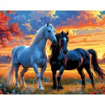 5D teemantmaal 40 &times; 50 cm &ndash; Sunset Stallions (LG393e)