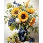 5D teemantmaal 40 &times; 50 cm &ndash; Golden Sunflowers Bouquet (LG342e)