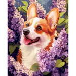 5D teemantmaal 40 &times; 50 cm &ndash; Springtime Corgi (LG363e)