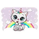 5D teemantmaal 20 &times; 30 cm &ndash; Cute Unicorn Kitten (LC039e)