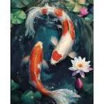 5D teemantmaal 40 &times; 50 cm &ndash; Koi Carp Among Lotuses (LG360e)