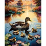5D teemantmaal 40 &times; 50 cm &ndash; Duck Family (LG399e)