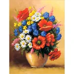 5D teemantmaal 30 &times; 40 cm &ndash; Poppies Bouquet (LE117e)