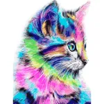 5D teemantmaal 40 &times; 50 cm &ndash; Colorful Kitten (LG009e)