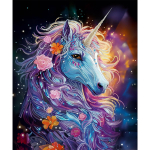 5D teemantmaal 40 &times; 50 cm &ndash; Unicorn in Flowers (LGPS004e)