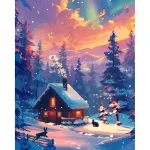5D teemantmaal 40 &times; 50 cm &ndash; Winter Cabin (LG385e)