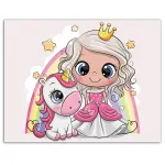 5D teemantmaal 30 &times; 40 cm &ndash; Little Princess with a Unicorn (LE105e)