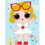 5D teemantmaal 17 &times; 22 cm &ndash; Little Girl with Glasses (X016e)