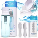 Veefiltri pudel Aqualogis Aqua&Go 0,5 l sinine + 3 t&auml;itefiltrit