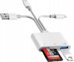 SD/TF 3-in-1 Lightning USB-C USB-A kaardilugeja iPhone iPad jaoks